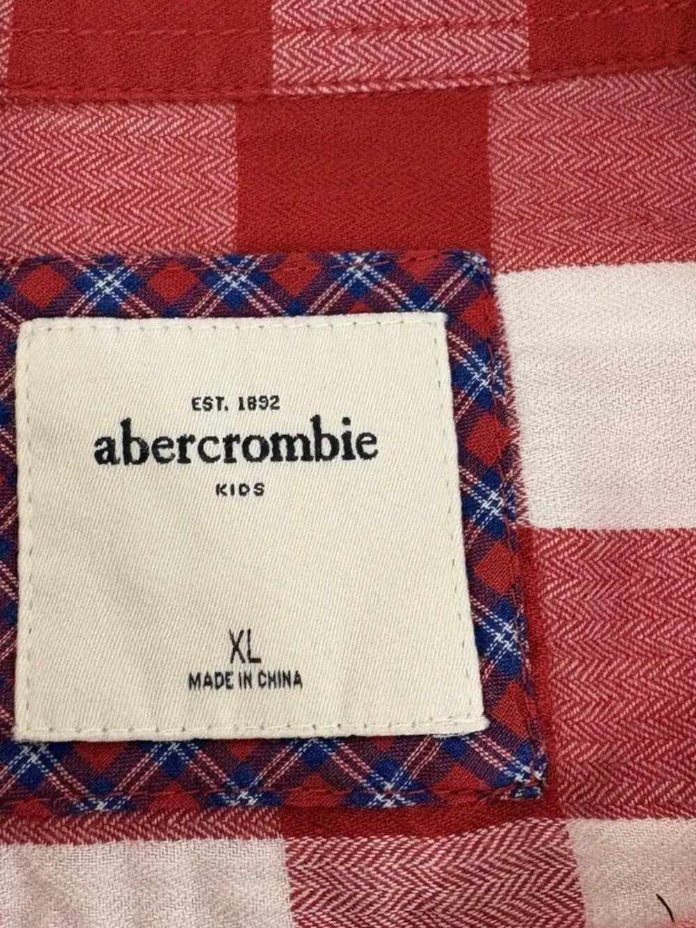 Abercrombie Red Check Button Front Long Sleeve Shirt